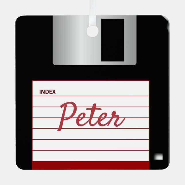 Ornamento cuadrado Metalizado del ordenador retro  (Anverso)