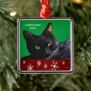 Ornamento cuadrado premium 20XX Navidades de gato