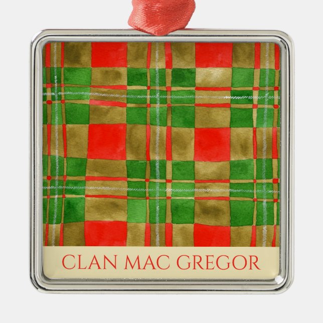 Ornamento cuadrado premium de CLAN MAC GREGOR (Frente)