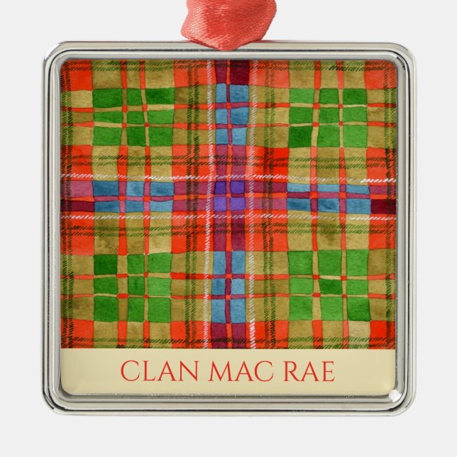 Ornamento cuadrado premium de CLAN MAC RAE (Frente)