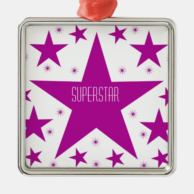 Ornamento cuadrado premium de la colección Superst (Frente)