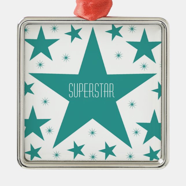 Ornamento cuadrado premium de la colección Superst (Frente)