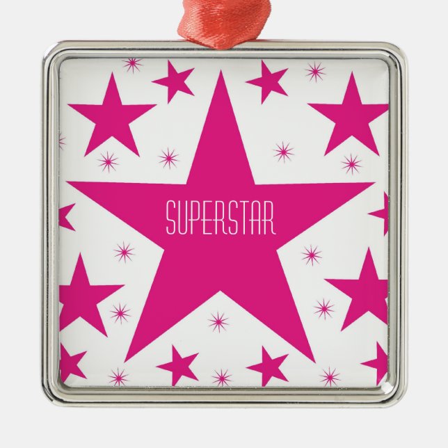 Ornamento cuadrado premium de la colección Superst (Frente)
