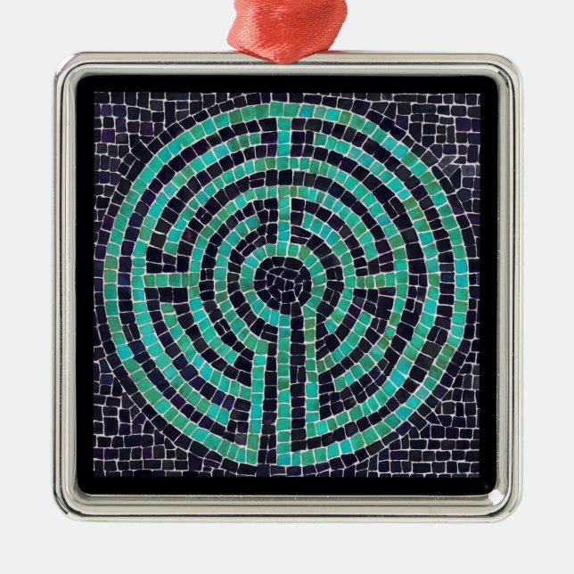 Ornamento cuadrado premium de LABYRINTH III (Frente)