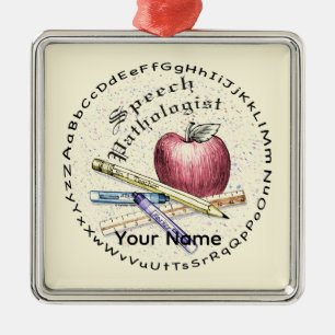 Ornamento Cuadrado Premium de Patólogo del Habla