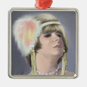 Ornamento cuadrado premium de retrato de sirena de