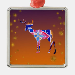 Ornamento cuadrado premium Mandala Deer