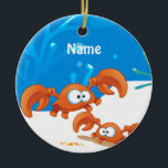 Ornamento Cute Crab Ocean Beach<br><div class="desc">Un ilustracion acuático gráfico de cangrejos adorables en un adorno navideño. ©2015charmainepaulson</div>