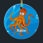 Ornamento Cute Octopus Ocean Beach<br><div class="desc">Un ilustracion gráfico acuático de un pulpo lindo en un adorno navideño. ©2015charmainepaulson</div>