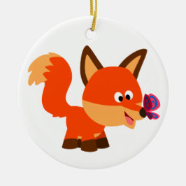 Ornamento Cute Personalizado Fox Y Mariposa