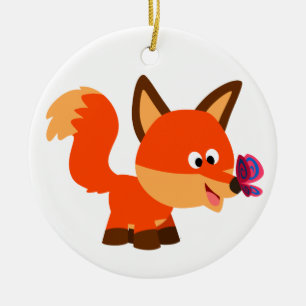 Ornamento Cute Personalizado Fox Y Mariposa
