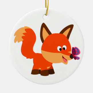 Ornamento Cute Personalizado Fox Y Mariposa