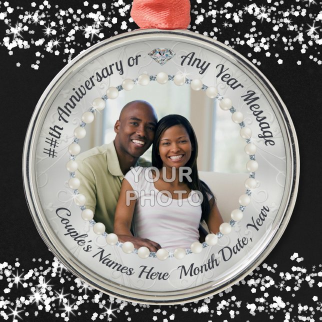 Ornamento de 10 años, FOTO, personalizada (Anniversary Ornament. Wedding Photo Ornament. Cheap Anniversary Gift Ideas. Inexpensive wedding gift)