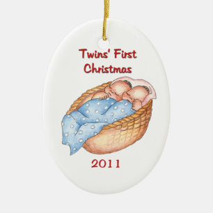 Ornamento de 2011 navidad de los gemelos primer