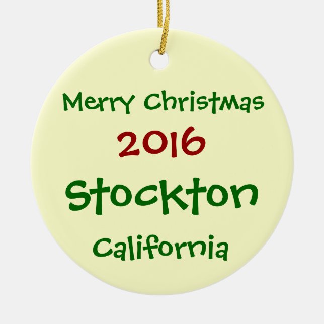 ORNAMENTO DE 2016 FELICES NAVIDAD DE STOCKTON (Frente)