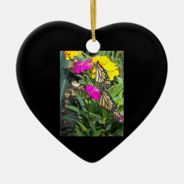 Ornamento de 2 corazones monarcas (Frente)