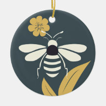 Ornamento de abeja estilo bloque de madera minimal