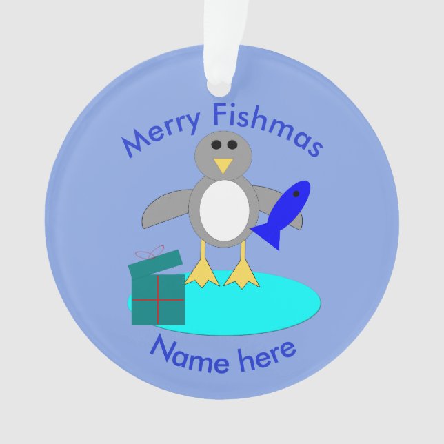 Ornamento de acrílico pingüino para navidad (Anverso)