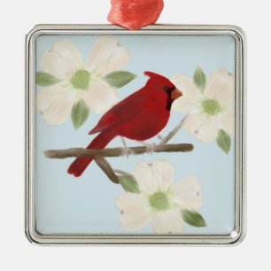 Ornamento de acuarela del Cardenal y Dogwood