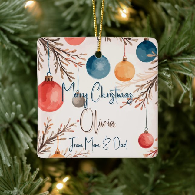 Ornamento de acuarela Pastel personalizado para na (Árbol)