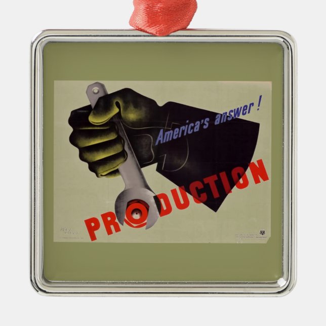 Ornamento de afiche de época de la Segunda Guerra  (Frente)