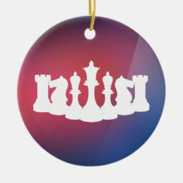 Ornamento de ajedrez púrpura, azul y blanco person