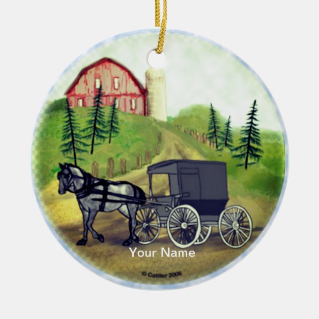 Ornamento de Amish Buggy (Frente)