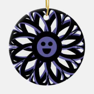 Ornamento de amistad de flores feliz - Azul