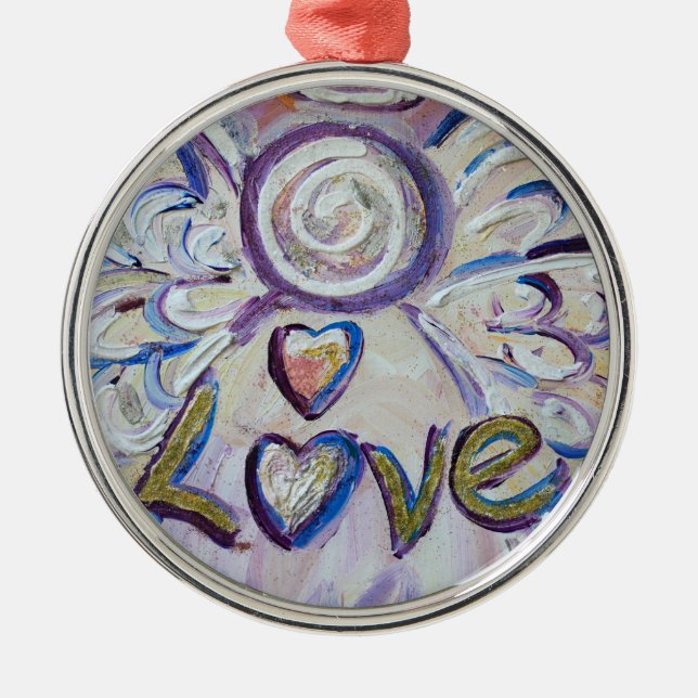 Ornamento de amor de la palabra Angel (Frente)