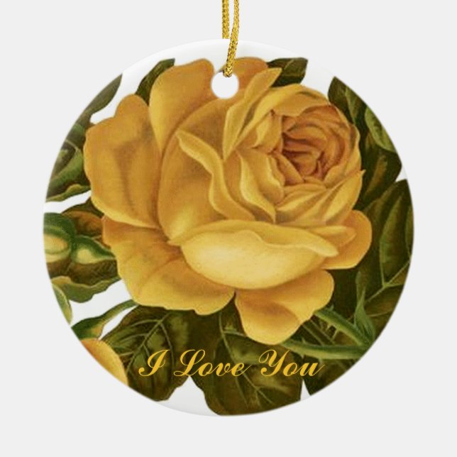 Ornamento de amor de rosa amarillo (Frente)