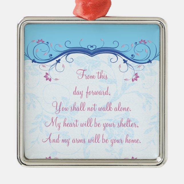 Ornamento de amor plateado boda (Frente)