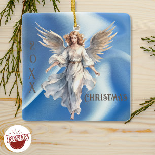 Ornamento de ángel azul celestial personalizado