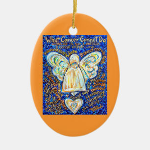 Ornamento de ángel de cáncer azul y oro personaliz
