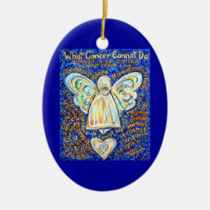 Ornamento de ángel de cáncer azul y oro personaliz