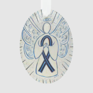 Ornamento de ángel de la cinta azul y negro de sen