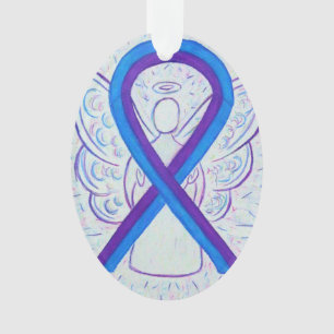 Ornamento de ángel de la cinta azul y púrpura