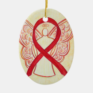 Ornamento de ángel de la cinta roja de conciencia