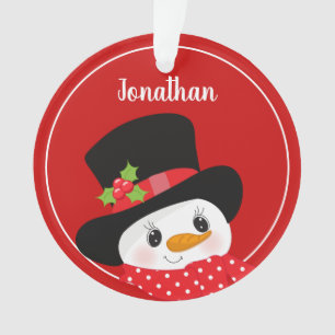 Ornamento de Año Snowman de Navidades Rojos Perso
