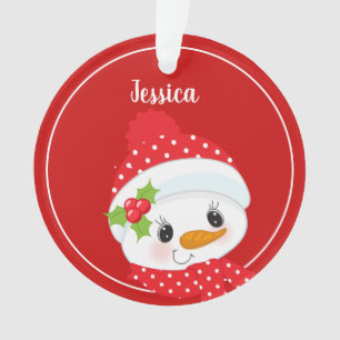 Ornamento de Año Snowman de Navidades Rojos Person