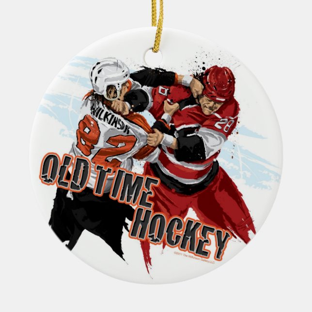 Ornamento de antaño del navidad del hockey (Frente)