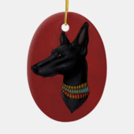 Ornamento de Anubis del rojo carmesí
