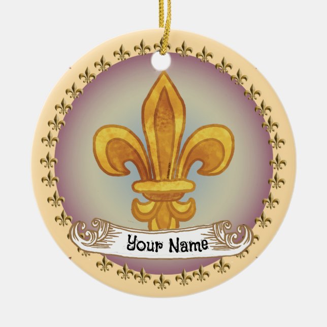Ornamento de apellido Fleur De Lis Family Crest (Frente)