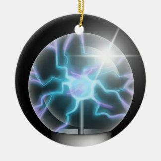 Ornamento de árbol cerámico de bolas de plasma azu
