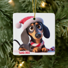Ornamento de árbol cerámico personalizado Dachshun