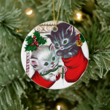 Ornamento de árbol de gatos de Navidad retro vinta