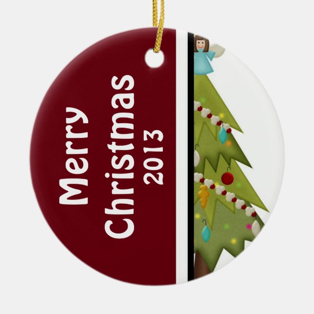 Ornamento de árbol de navidad con foto de Personal (Frente)