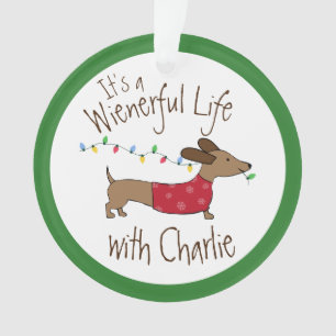 Ornamento de árbol de Navidad Dachshund personaliz