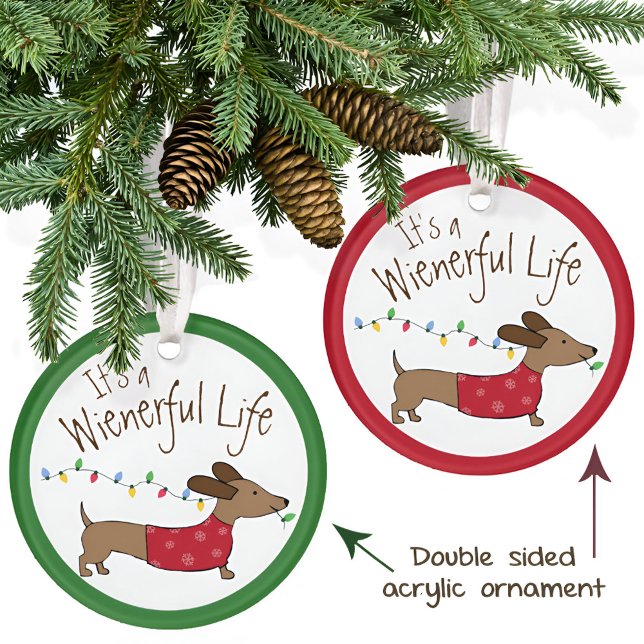 Ornamento de árbol de Navidad de Dachshund - Cacho (Dachshund Wienerful Life Christmas Tree Ornament)