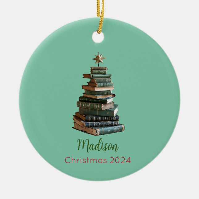 Ornamento de árbol de navidad de libro personaliza (Frente)