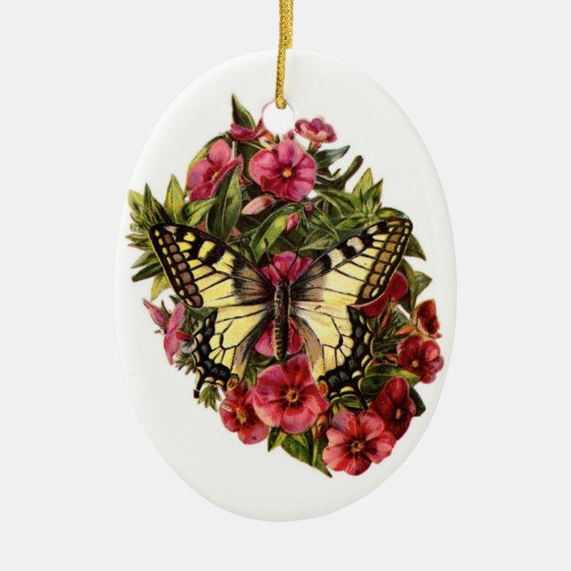 Ornamento de árbol de navidad de mariposa de época (Frente)